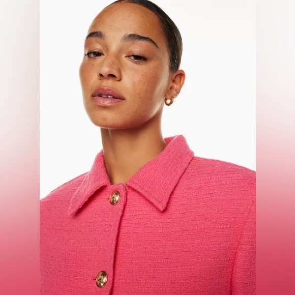 NWT Aritzia Babaton Frances pink blazer tweed jacket size xxs 00 - Picture 3 of 4